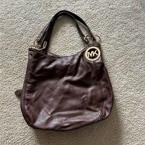 Michael Kors Vintage Dark Brown Leather Shoulder Purse